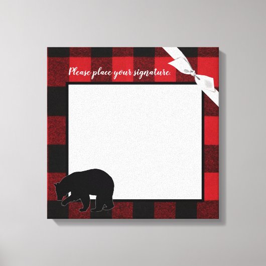 20 "x20" Signature Canvas Rode Buffel Plaid Beer Afdruk (Voorkant)