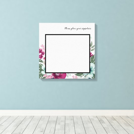 20 "x20" Signature Canvas Tropische bloemen op wit (Insitu (Houten vloer))