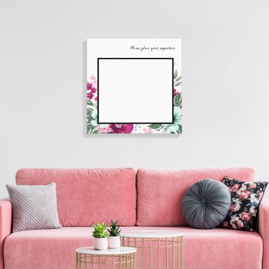 20 "x20" Signature Canvas Tropische bloemen op wit (Insitu (Woonkamer))