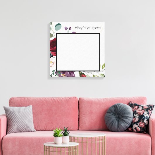 20 "x20" Signature Canvas White Roses Gold Geometr (Insitu (Woonkamer))
