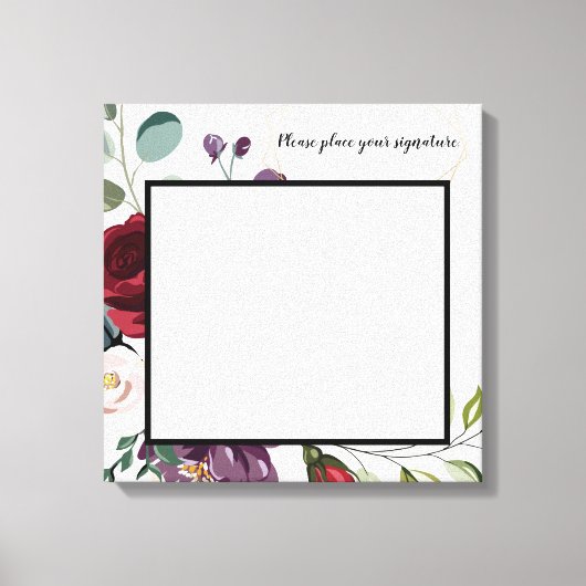 20 "x20" Signature Canvas White Roses Gold Geometr (Voorkant)