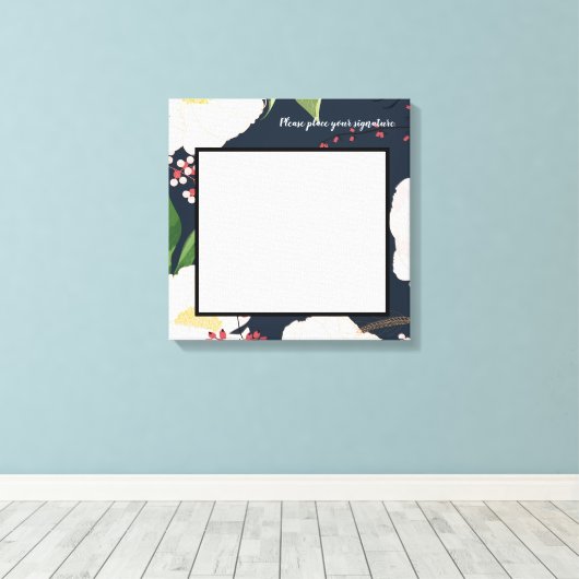 20 "x20" Signature Canvas Witte Bloemen op D (Insitu (Houten vloer))