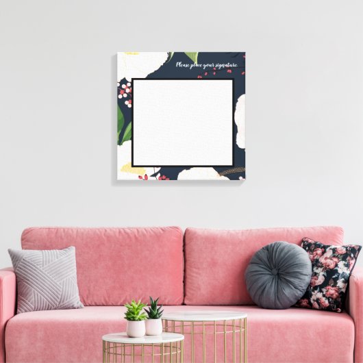 20 "x20" Signature Canvas Witte Bloemen op D (Insitu (Woonkamer))