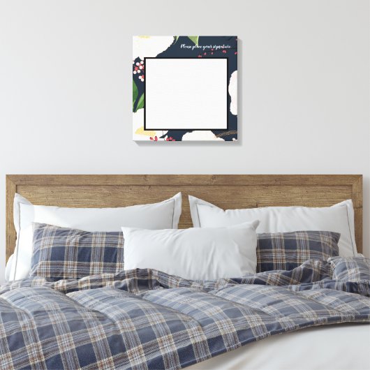 20 "x20" Signature Canvas Witte Bloemen op D (Insitu (Slaapkamer))