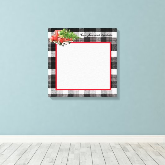 20 "x20" Signature Canvas XMAS Truck Baffalo Plaid (Insitu (Houten vloer))