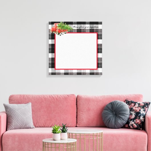 20 "x20" Signature Canvas XMAS Truck Baffalo Plaid (Insitu (Woonkamer))