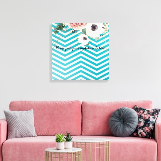 20 "x20" Signature CanvasGeometrisch Roos Chevron  Canvas Afdruk (Insitu (Woonkamer))