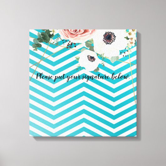 20 "x20" Signature CanvasGeometrisch Roos Chevron  Canvas Afdruk (Voorkant)