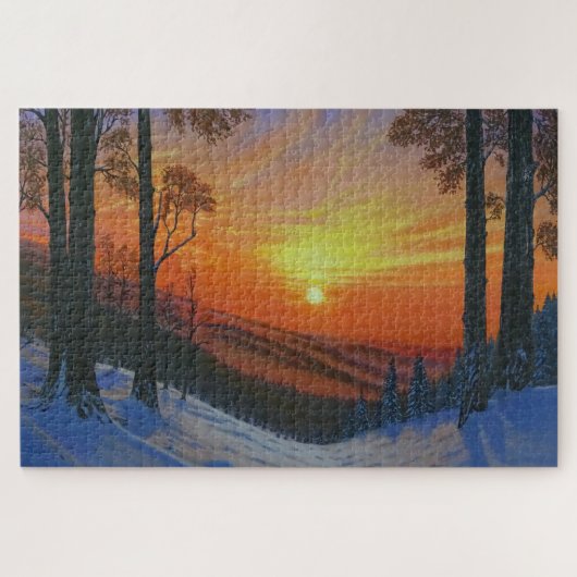 20"x30" Puzzel - "Zonsondergang boven besneeuwd bo (Horizontaal)