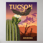 20 x 16 inch Bat en Saguaro Sunset Poster (Voorkant)