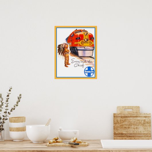 20 x 16 inch Retro  Santa Fe-hoofdtrein en Poster (Keuken)