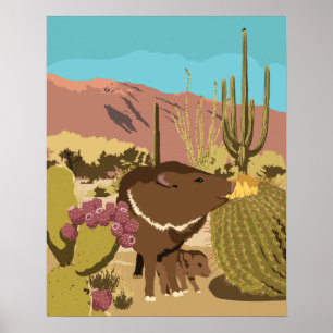 20 x 16-inch Southwest Javelina Poster