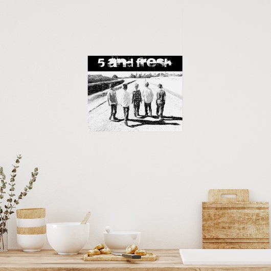20 x 16 inch Vijf en vers Poster BW (Keuken)