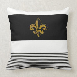 20 X 20 ZWART & WIT FLEUR DE LIS KUSSEN