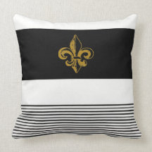 20 X 20 ZWARTE EN WITTE FLEUR DE LIS PILLOW