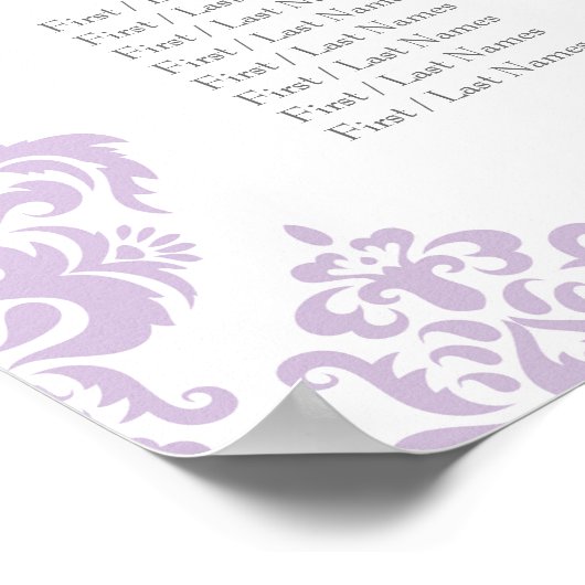 20 x 30-inch Damask Wedding Seating Chart (16 tafe Poster (Hoek)