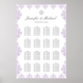 20 x 30-inch Damask Wedding Seating Chart (16 tafe Poster (Voorkant)