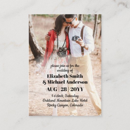 20 x Budget FOTO Huwelijksuitnodigingen met ENVL. Advieskaart (Voorkant)