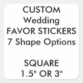 20 x Custom Wedding Favoriet Stickers - SQUARE (Voorkant)