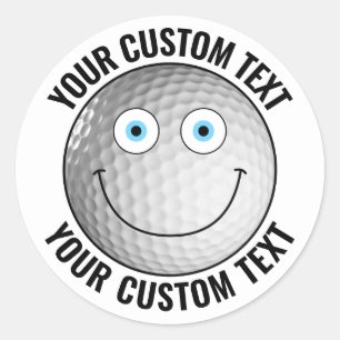 20 x Golf Bal Gepersonaliseerde Tekst Custom Happy Ronde Sticker