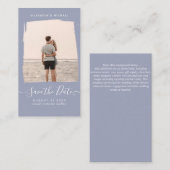 20 x minimalistische foto Bewaar de datum Dusty Bl Notitiekaartje (Voorkant / Achterkant)