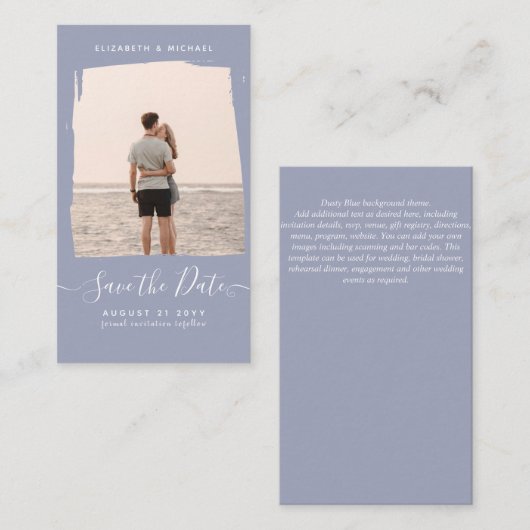 20 x minimalistische foto Bewaar de datum Dusty Bl Notitiekaartje (Voorkant / Achterkant)