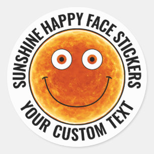 20 x Zonneschijn Gelukkig Gezicht Gepersonaliseerd Ronde Sticker