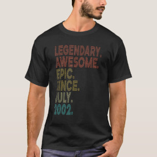 20 Year Old Awesome Since July 2002 20th Birthday T-shirt