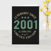 20 Year Old Bday 2001 Legend Since 20th Birthday Kaart (Gele Bloem)