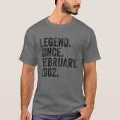 20 Year Old Legend Since February 2002 20Th Birthd T-shirt (Voorkant)