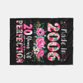 20 Year Old Made In 2006 Floral 20th Birthday Wome Fleece Deken (Voorkant (Horizontaal))