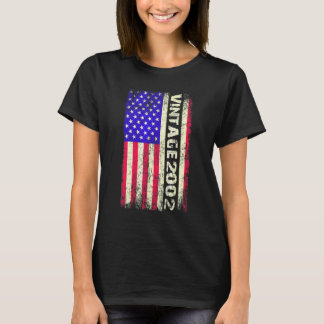 20 Year Old  Vintage 2002 American Flag 20th Birth T-shirt