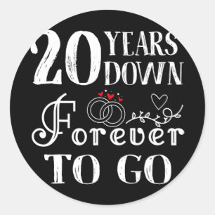 20 Years Down Forever To Go Paar 20ste bruiloft Ronde Sticker