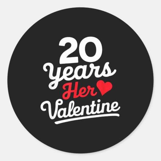 20 Years Her Valentine _ Anniversary Couples Valen Ronde Sticker (Voorkant)