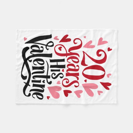 20 Years His Valentine _ Anniversary Couples Valen Fleece Deken (Voorkant (Horizontaal))