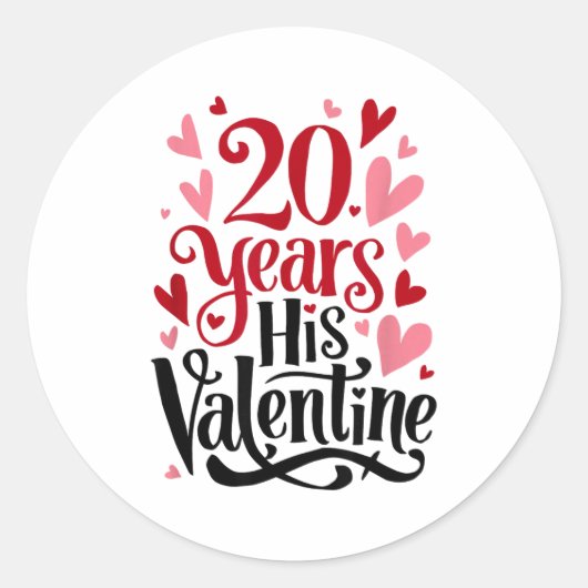 20 Years His Valentine _ Anniversary Couples Valen Ronde Sticker (Voorkant)