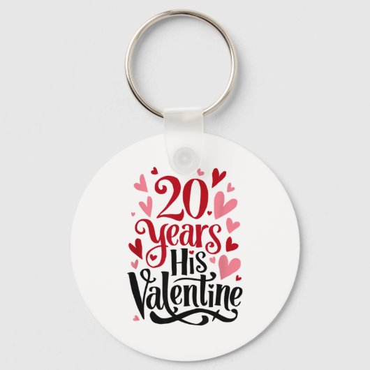 20 Years His Valentine _ Anniversary Couples Valen Sleutelhanger (Voorkant)