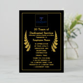 20 Years of Dedicated Service Award Custom Foil  Folie Feestdagenkaart (Staand Voorkant)