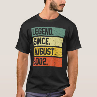 20 Years Old Legend Since August 2002 20th Birthd T-shirt