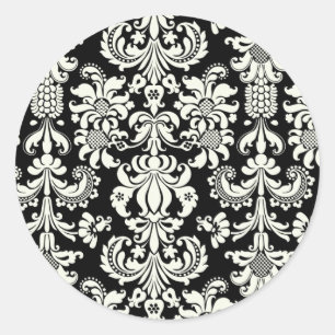 20 zwart/wit damask bruiloft envelop afdichting ronde sticker