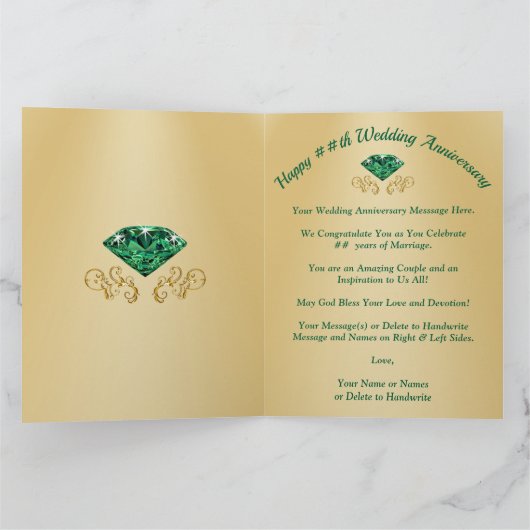 20e 35e, Emerald Wedding Jubileum-kaarten Kaart (Binnen)
