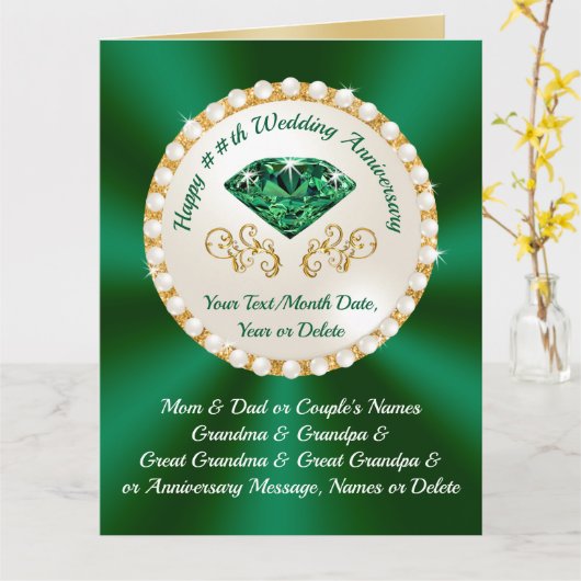 20e 35e, Emerald Wedding Jubileum-kaarten Kaart (Gele Bloem)