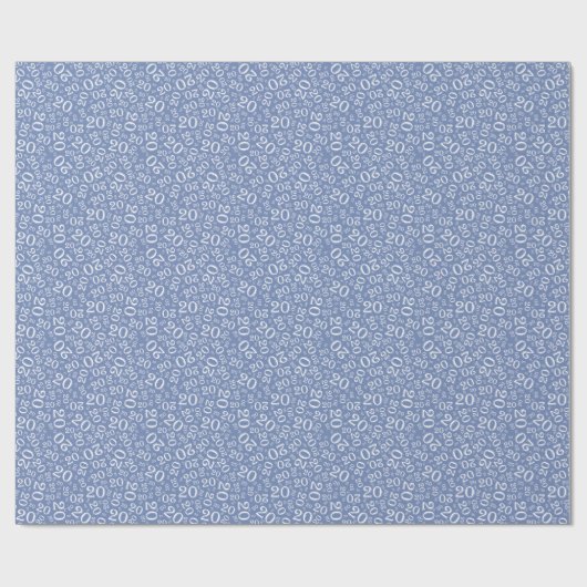 20e Birthday Blue/White Random Number Pattern 20 Cadeaupapier (Vlak)