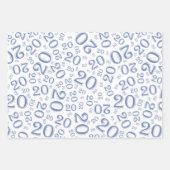 20e Birthday Blue/White Random Number Pattern 20 Inpakpapier Vel (Voorkant 3)