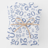20e Birthday Blue/White Random Number Pattern 20 Inpakpapier Vel (In situ)