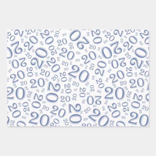 20e Birthday Blue/White Random Number Pattern 20 Inpakpapier Vel (Voorkant)