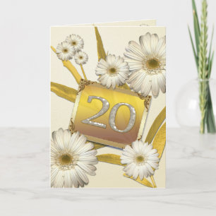 20e Birthday-kaart met daisies. Kaart
