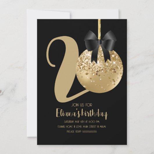 20e Birthday Party Cake Pop Black Kaart (Voorkant)