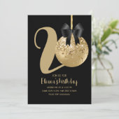 20e Birthday Party Cake Pop Black Kaart (Staand voorkant)