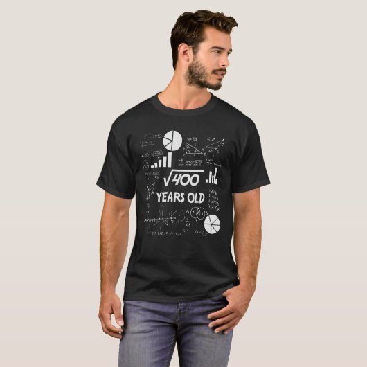 20e Birthday Square Root Wiskunde 20 jaar oude dag T-shirt (Voorkant volledig)